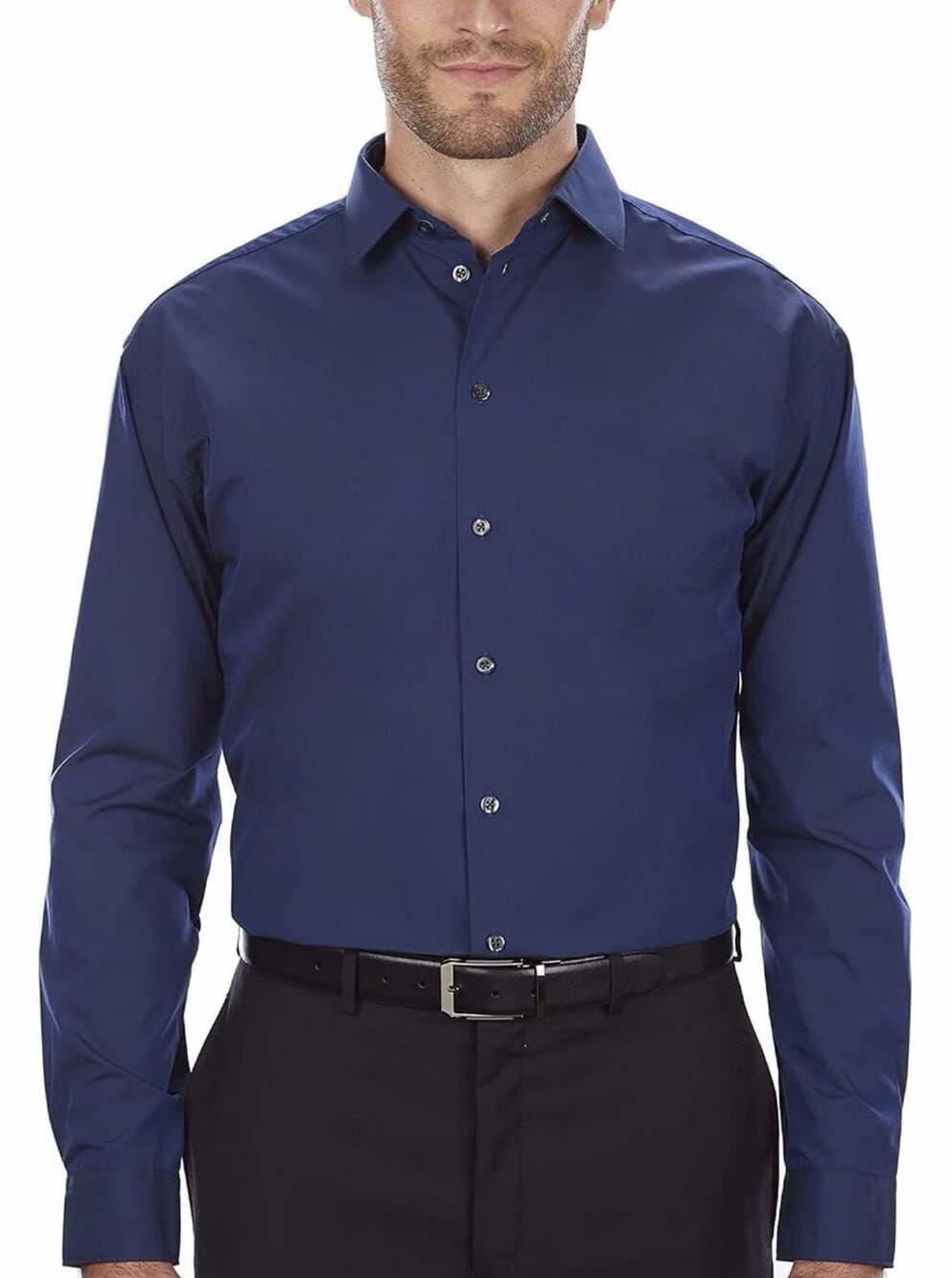 Kenneth Cole Unlisted Men's Regular Fit Solid Dress Shirt, Blue